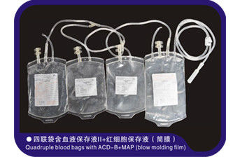 Quadruple 250-500ml Medical Blood Bags Tubular Film CPD CPDA-1 Anticoagulant