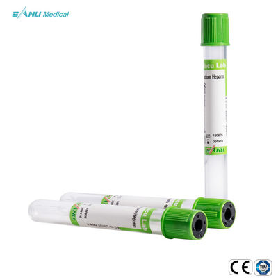 Green Top ISO Sodium Heparin Plasma Blood Collection Tubes 4ml Medical Disposable PET