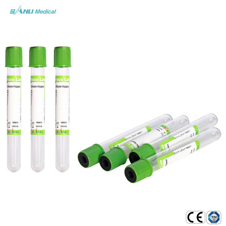 Lithium Heparin Green Glass Tube Single Use CE ISO Approved For Blood Draw