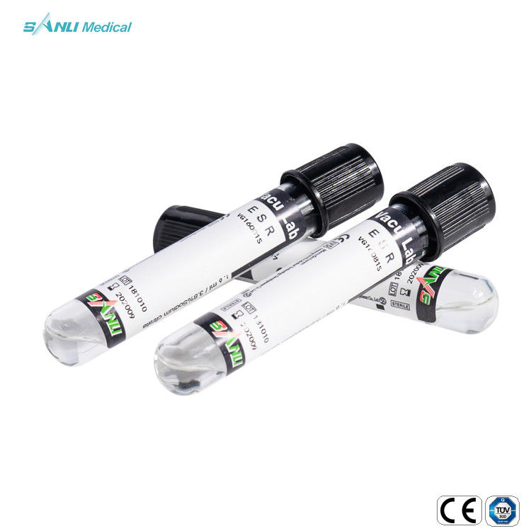 Black Color Vacuum Blood Collection Tubes 3.8% Sodium Citrate Additive 13x100mm